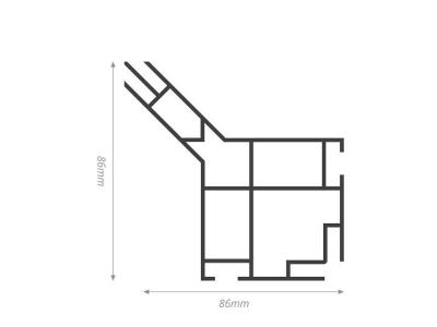 RoomClass 80 Ecke für Quader Querschnitt-Zeichnung